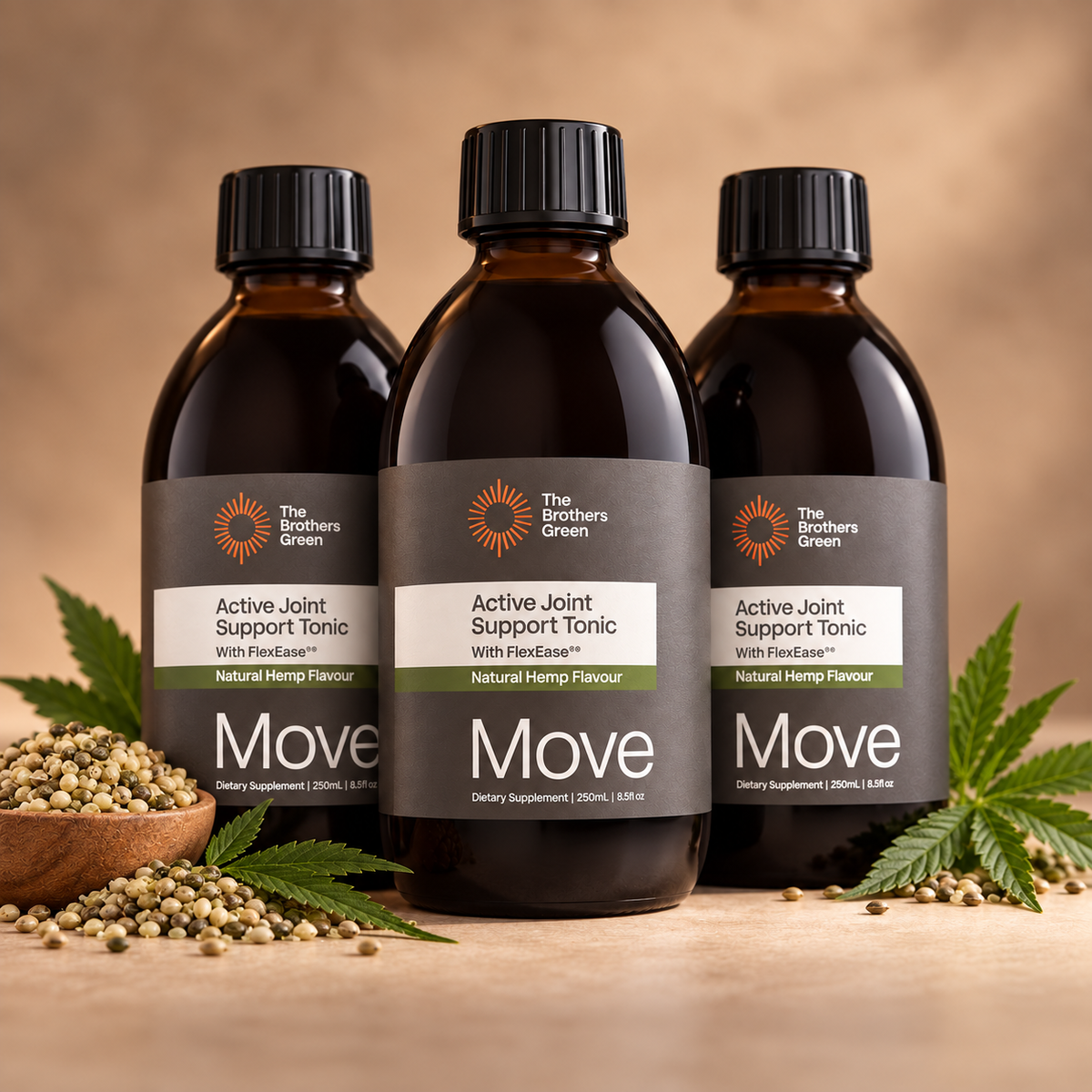 The Brothers Green Active Joint Support Tonic – Natural Hemp 3-Pack (3 x 300mL)