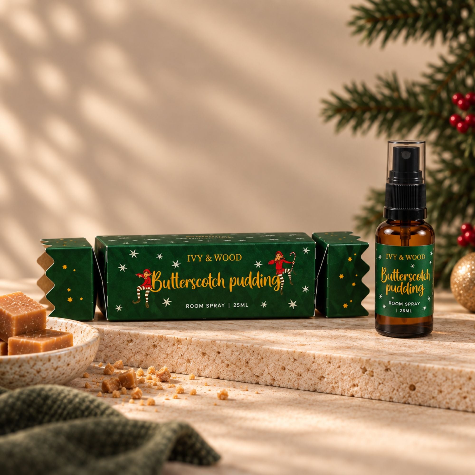 Ivy & Wood Butterscotch Pudding Christmas Room Spray Bon Bon