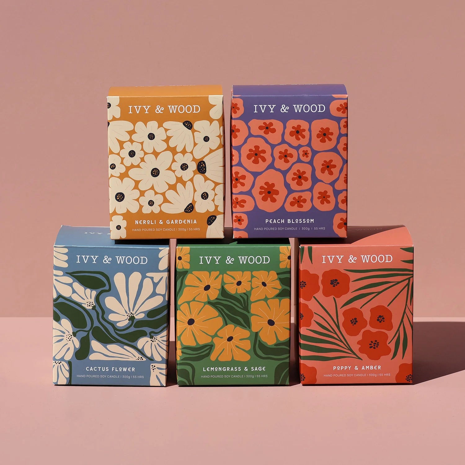 Ivy & Wood Poppy & Amber Hand-Poured Soy Candle 300g