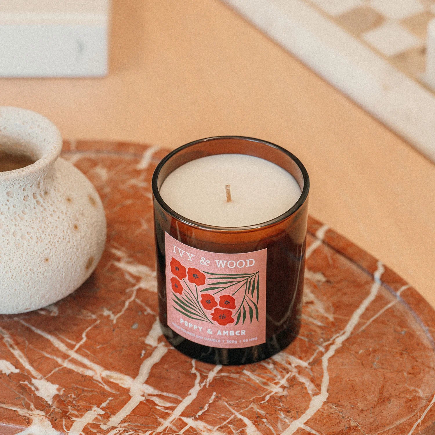 Ivy & Wood Poppy & Amber Hand-Poured Soy Candle 300g