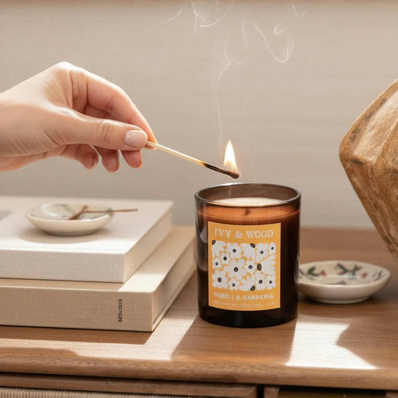 Ivy & Wood Neroli & Gardenia Hand-Poured Soy Candle 300g